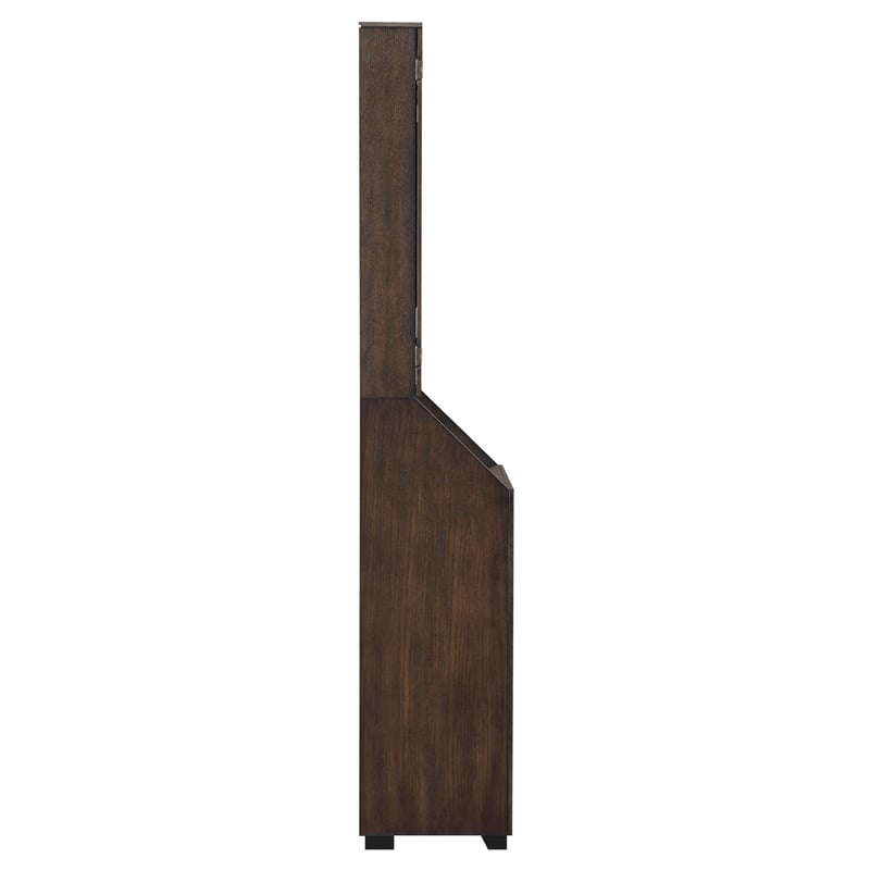 Pemberly Row Transitional Wood Dartboard Cabinet in Walnut Finish