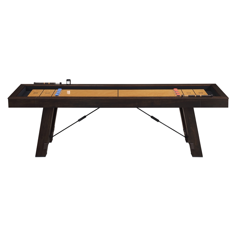 Pemberly Row Transitional Wood Shuffleboard Table in Brown Finish