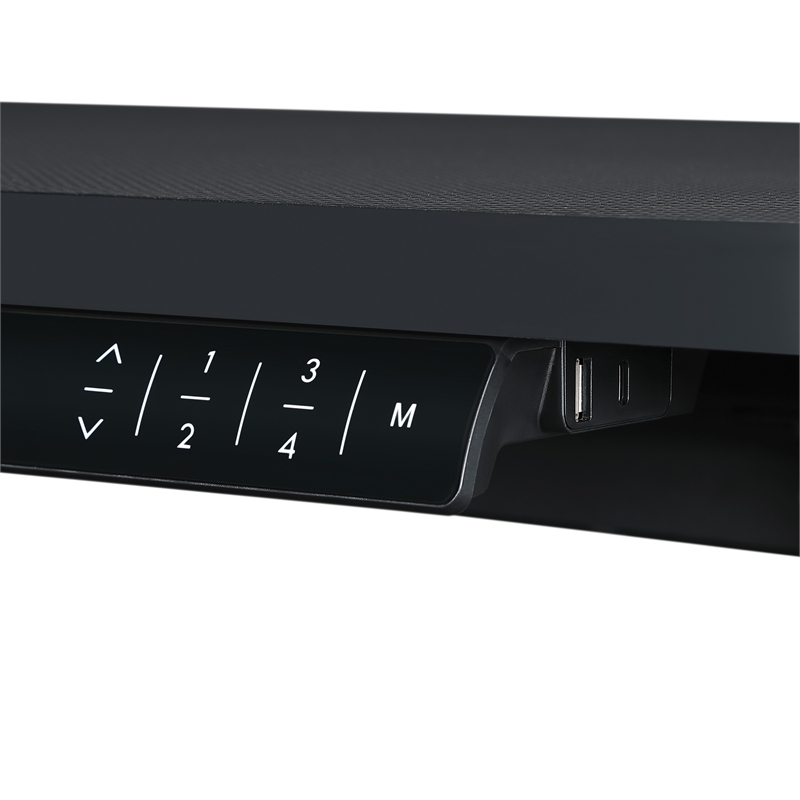 Pemberly Row L-Shape Electric Lift Gaming Desk in Steel Grey Carbon Fiber Finish