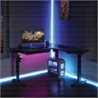 Pemberly Row L-Shape Electric Lift Gaming Desk in Steel Grey Carbon Fiber Finish