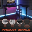 Pemberly Row L-Shape Electric Lift Gaming Desk in Steel Grey Carbon Fiber Finish