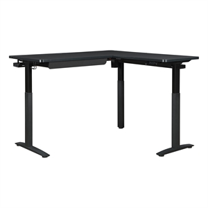 Pemberly Row L-Shape Electric Lift Gaming Desk in Steel Grey Carbon Fiber Finish