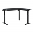 Pemberly Row L-Shape Electric Lift Gaming Desk in Steel Grey Carbon Fiber Finish