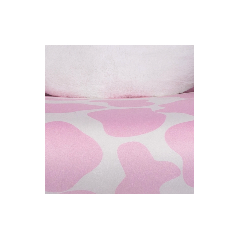 Pemberly Row Modern Pink COW Print Gaming Chair with Footrest