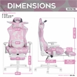 Pemberly Row Modern Pink COW Print Gaming Chair with Footrest