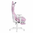Pemberly Row Modern Pink COW Print Gaming Chair with Footrest