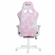 Pemberly Row Modern Pink COW Print Gaming Chair with Footrest