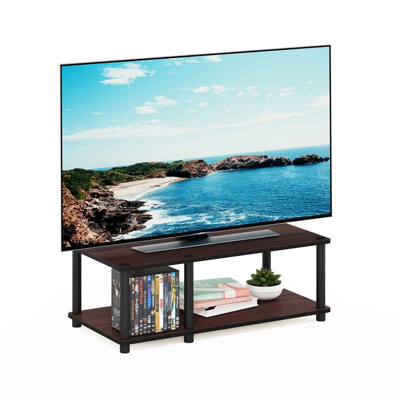 Pemberly Row Wood No Tools Mid TV Stand for TV up to 31