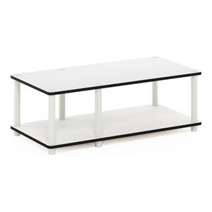 Pemberly Row Wood No Tools Mid TV Stand for TV up to 32&quot in White