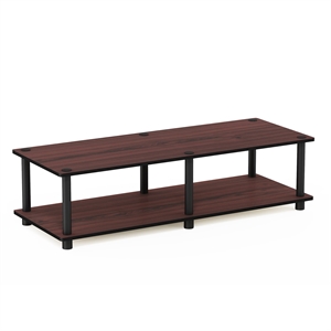 Pemberly Row Wood No Tools Wide TV Stand for TV up to 46&quot in Dark Cherry/Black