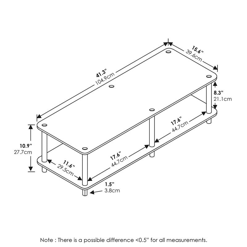 Pemberly Row Wood No Tools Wide TV Stand for TV up to 46