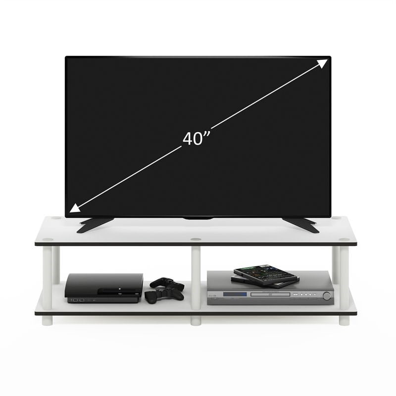 Pemberly Row Wood No Tools Wide TV Stand for TV up to 40