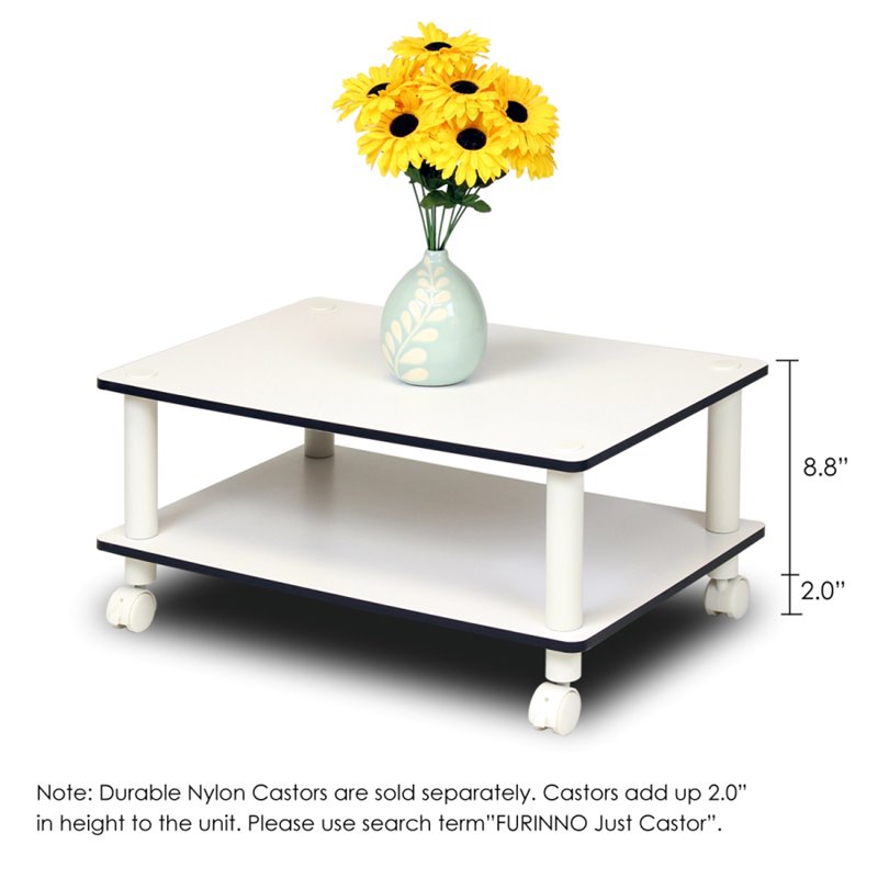 Pemberly Row Engineered Wood 2-Tier No Tools Coffee Table in White