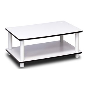Pemberly Row Engineered Wood 2-Tier No Tools Coffee Table in White