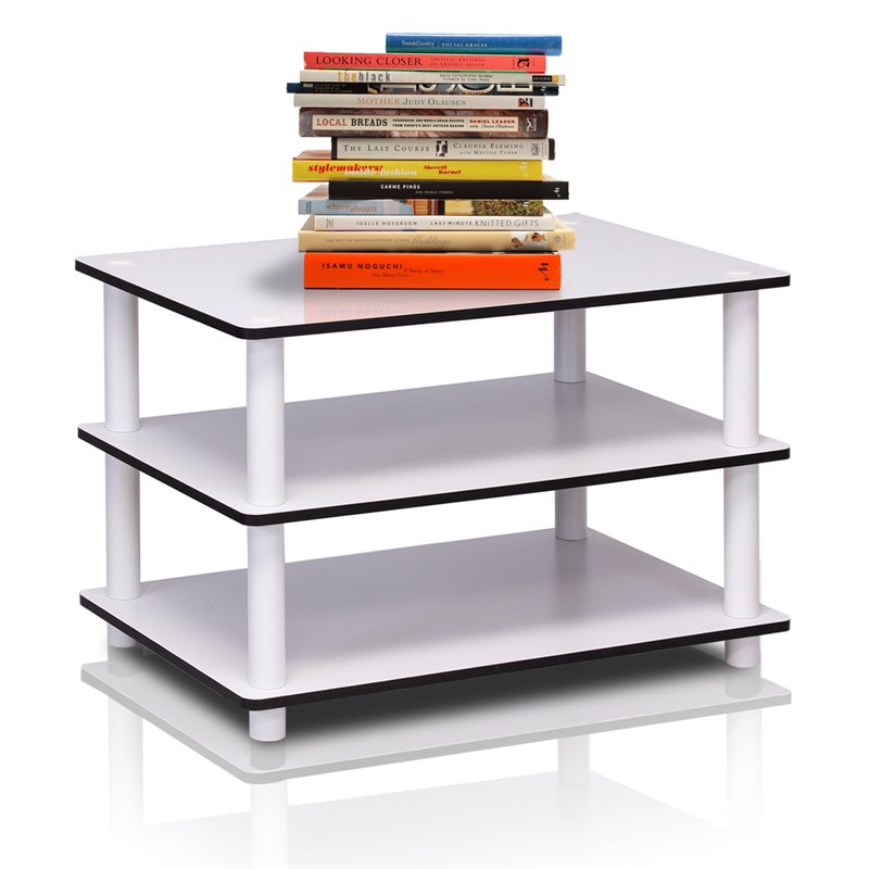 Pemberly Row Engineered Wood 3-Tier No Tools Coffee Table in White