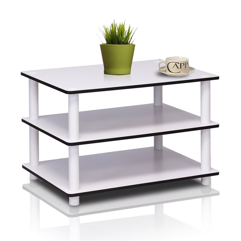 Pemberly Row Engineered Wood 3-Tier No Tools Coffee Table in White
