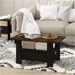 Pemberly Row Coffee Table with Bin Drawer in Amber Pine/Black
