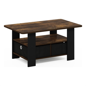Pemberly Row Coffee Table with Bin Drawer in Amber Pine/Black