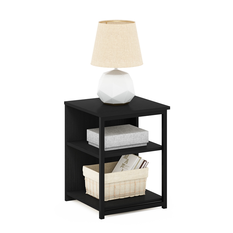 Pemberly Row Contemporary Living End Table in Americano/Black