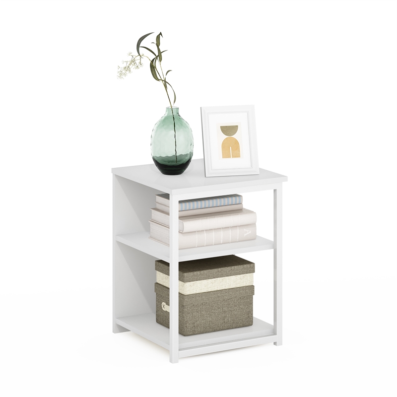 Pemberly Row Contemporary Living End Table in Solid White Finish