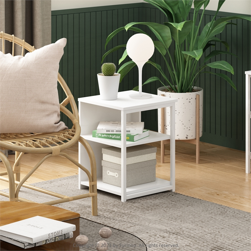 Pemberly Row Contemporary Living End Table in Solid White Finish