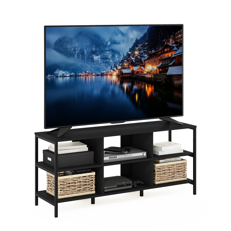 Pemberly Row Modern Living TV Stand for TVs up to 60-inch in Americano/Black