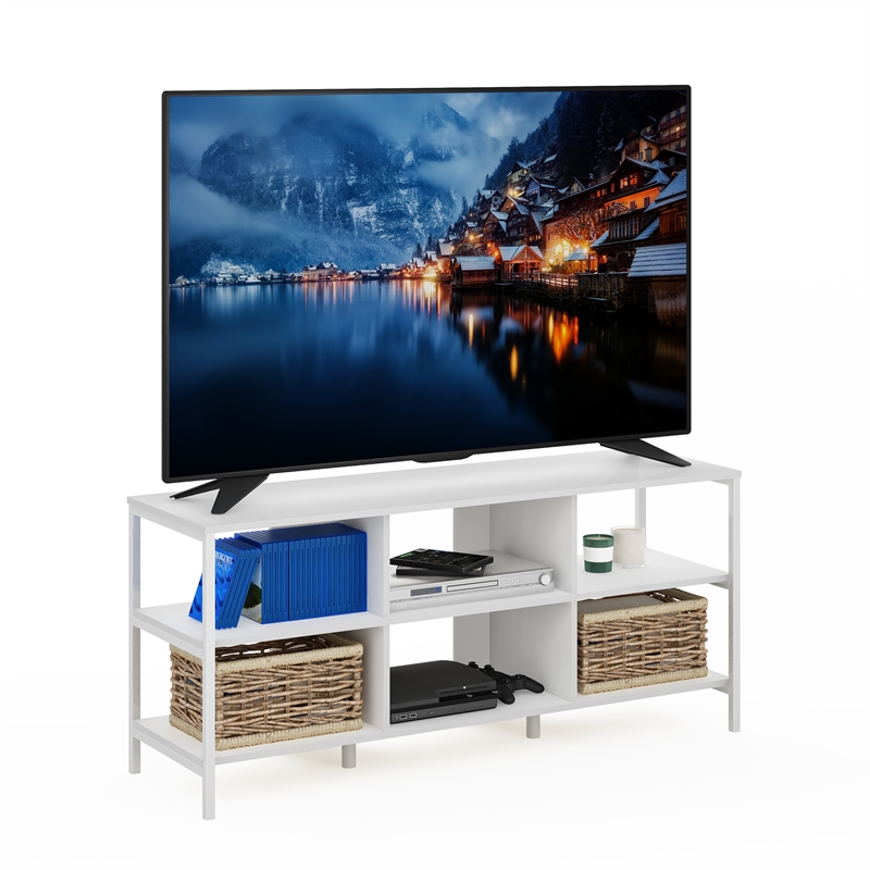 Pemberly Row Modern Living TV Stand for TVs up to 60-inch in Solid White