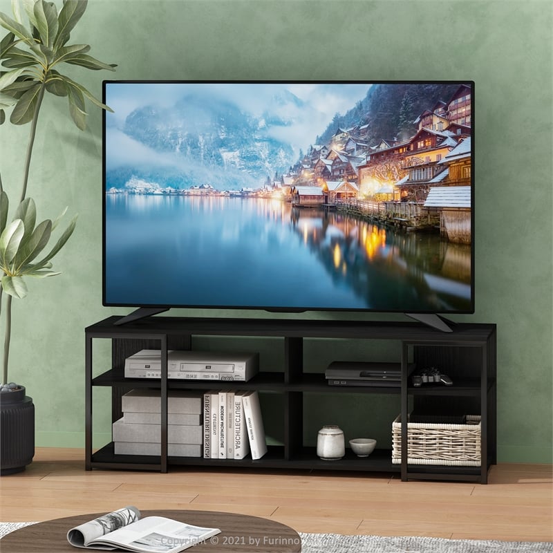 Pemberly Row Modern Living TV Stand for TVs up to 65-inch in Americano/Black