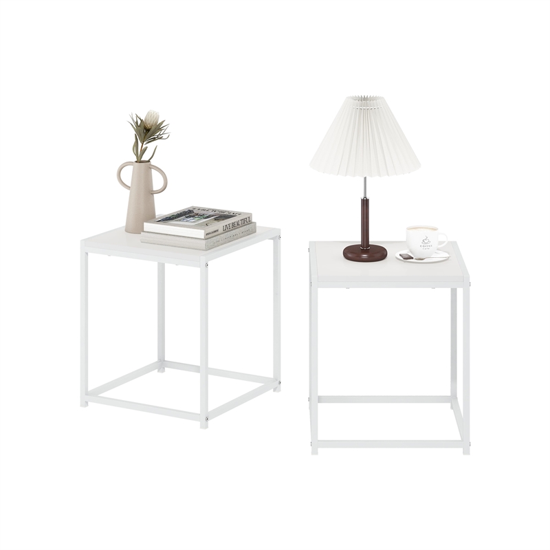 Pemberly Row Modern Living End Table in Solid White in Set of 2