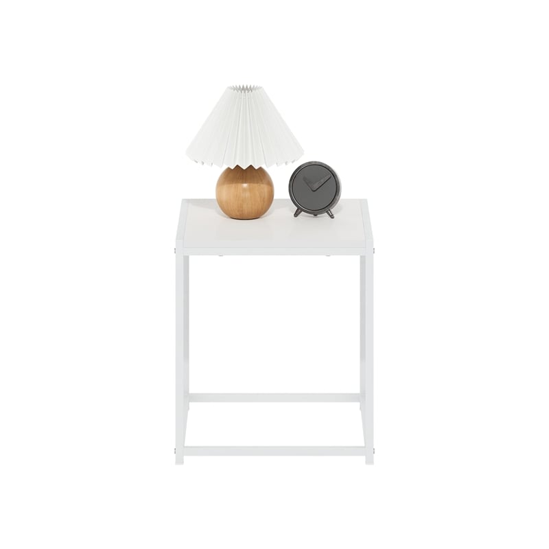 Pemberly Row Contemporary Living End Table in Solid White Finish