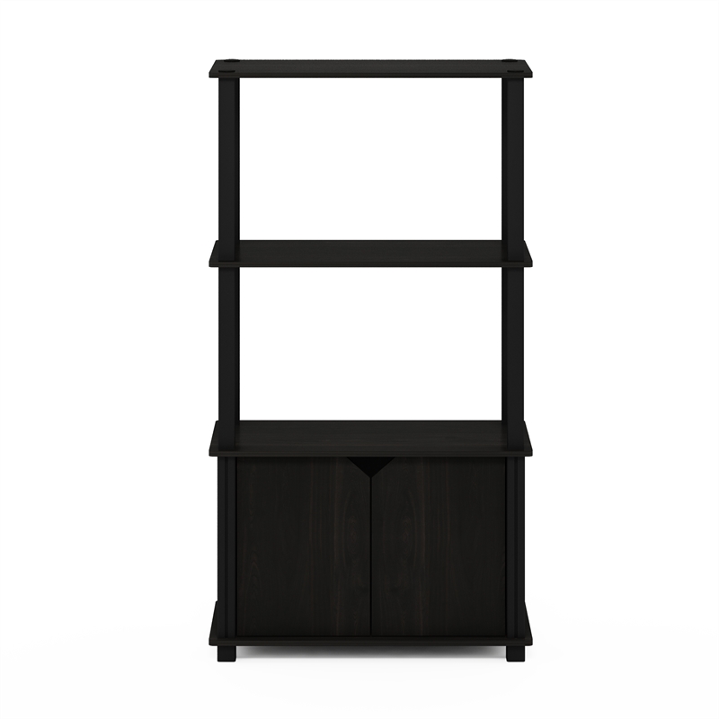 Pemberly Row 4-Tier Multipurpose Display Shelf with Door in Espresso/Black