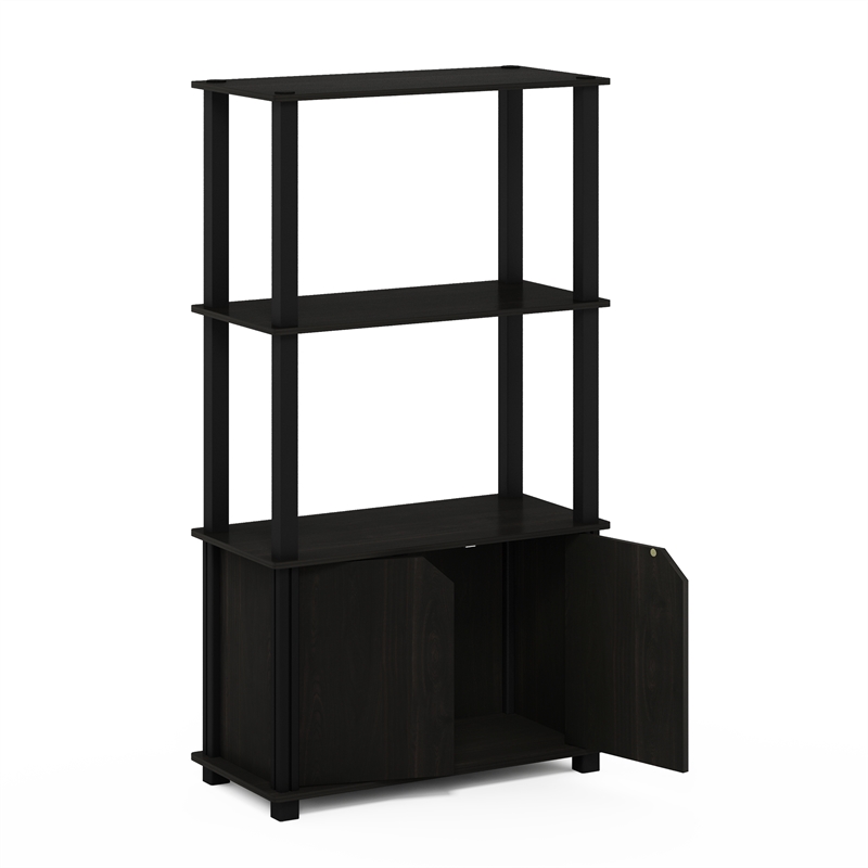 Pemberly Row 4-Tier Multipurpose Display Shelf with Door in Espresso/Black