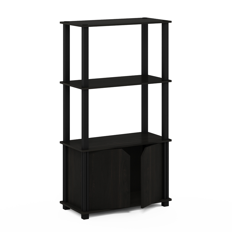 Pemberly Row 4-Tier Multipurpose Display Shelf with Door in Espresso/Black