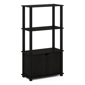 Pemberly Row 4-Tier Multipurpose Display Shelf with Door in Espresso/Black
