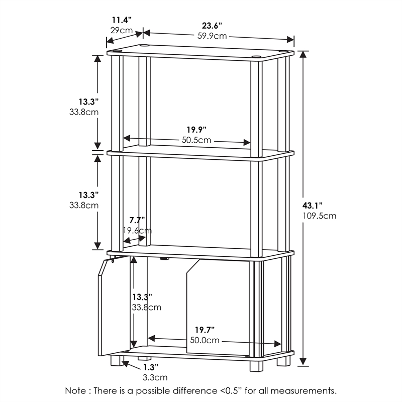 Pemberly Row 4-Tier Multipurpose Display Shelf with French Oak Gray/Black