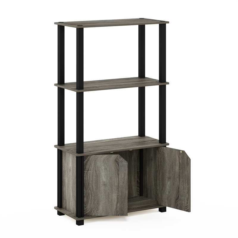 Pemberly Row 4-Tier Multipurpose Display Shelf with French Oak Gray/Black