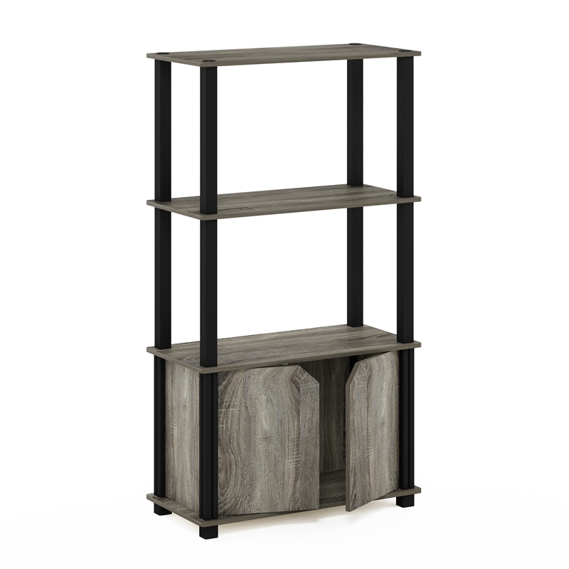 Pemberly Row 4-Tier Multipurpose Display Shelf with French Oak Gray/Black