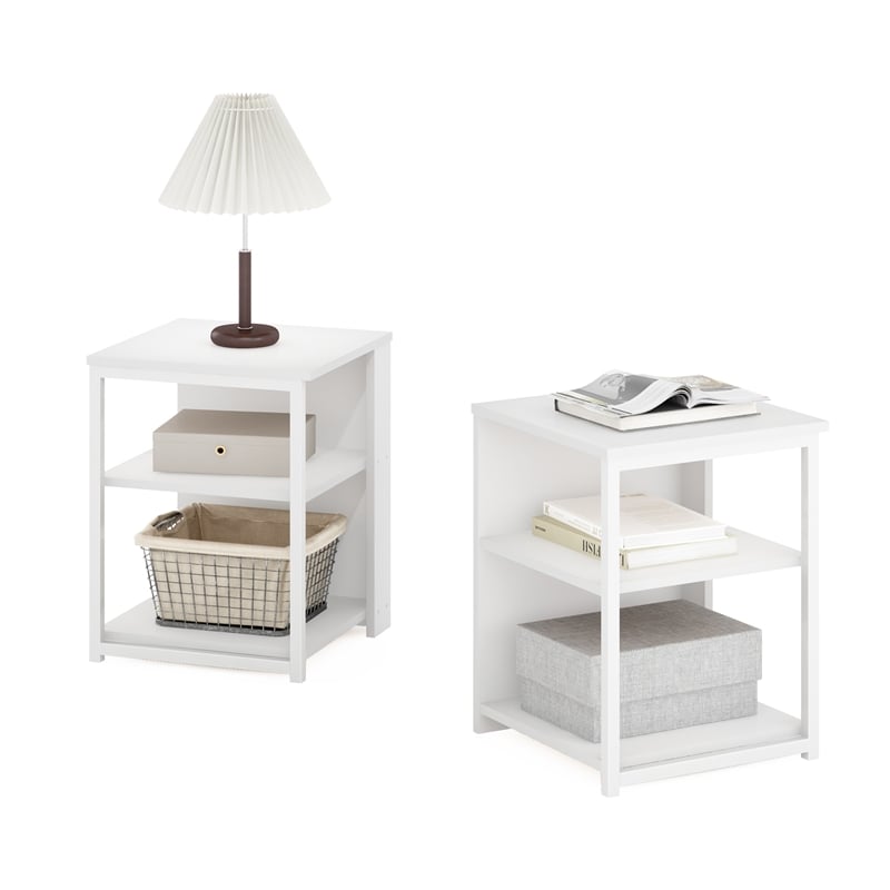 Pemberly Row Contemporary End Table in Solid White Finish (Set of 2)