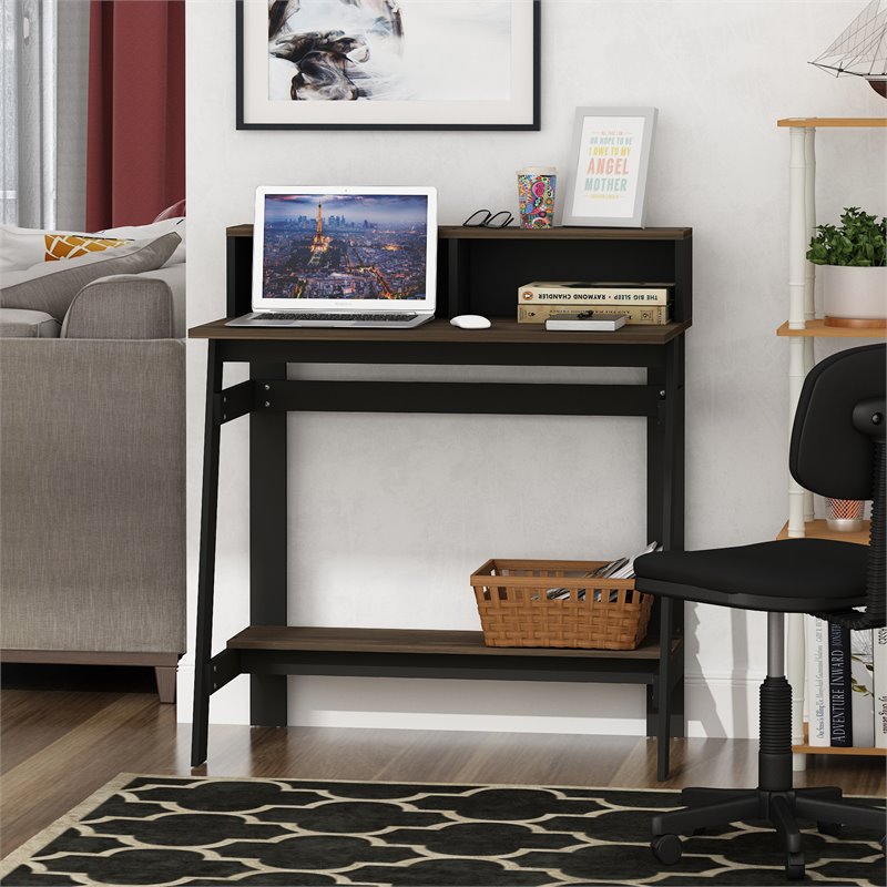 Pemberly Row Contemporary Wood A-frame Computer Desk in Columbia Walnut