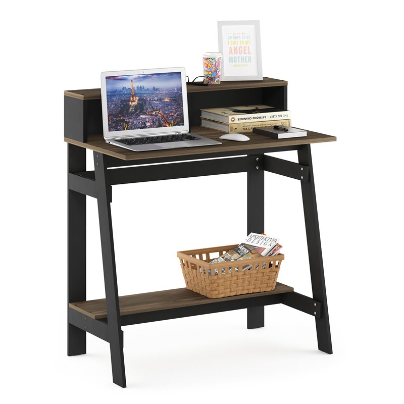 Pemberly Row Contemporary Wood A-frame Computer Desk in Columbia Walnut