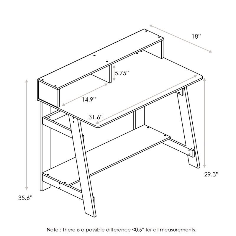 Pemberly Row Contemporary Wood A-frame Computer Desk in Columbia Walnut