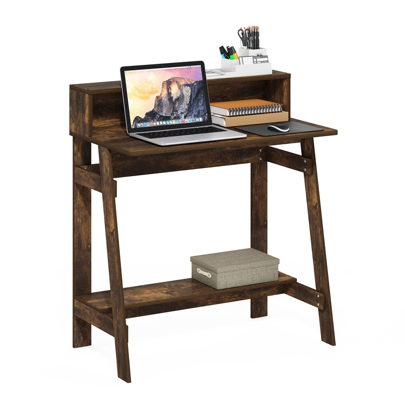 Pemberly Row Contemporary A-frame Computer Desk in Amber Pine
