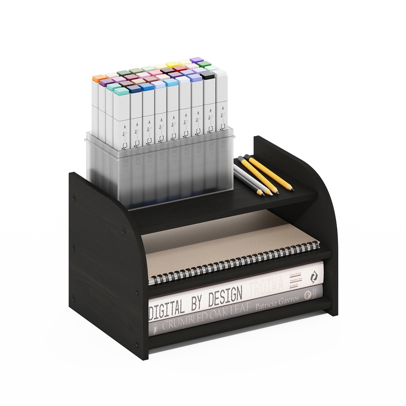 Pemberly Row Contemporary 3-Tier Desk Top Organizer in Espresso