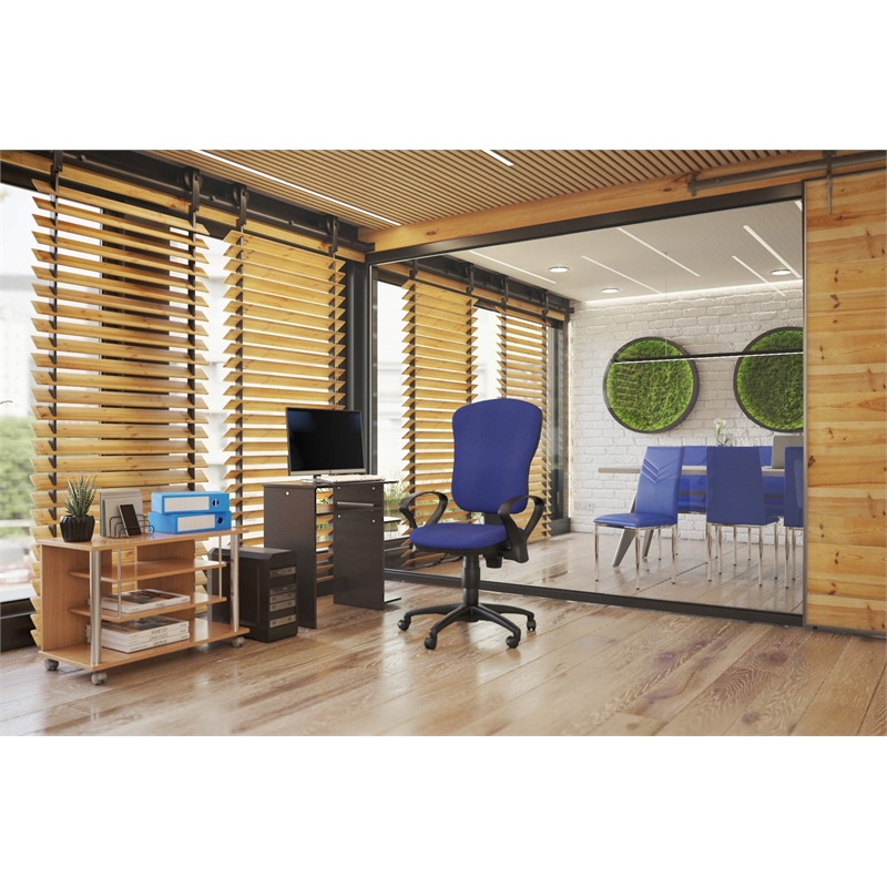 Pemberly Row Engineered Wood Computer Desk in Espresso/Black