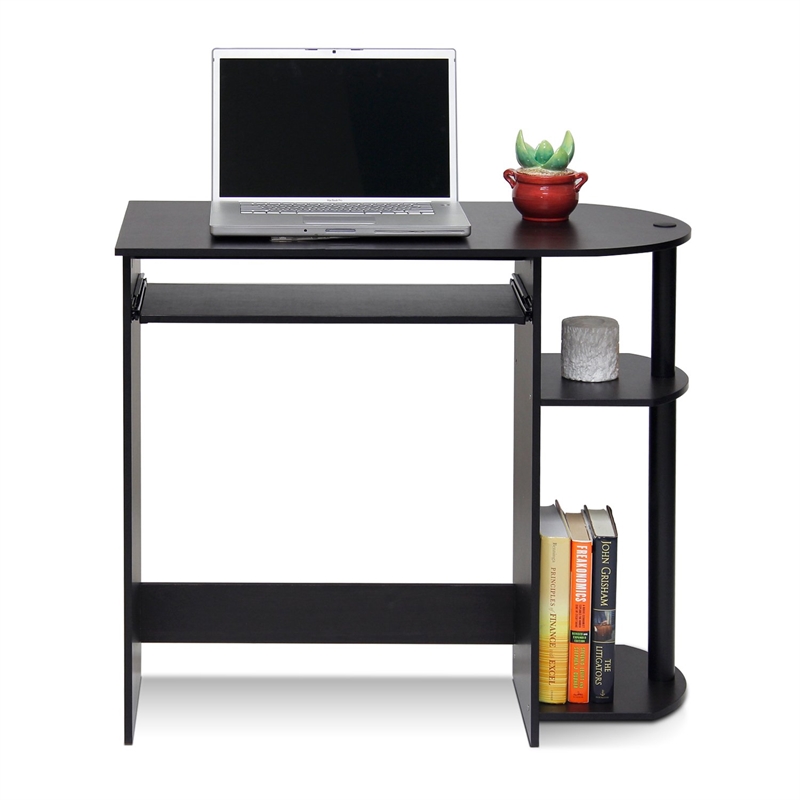 Pemberly Row Engineered Wood Computer Desk in Espresso/Black