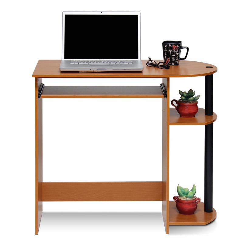Pemberly Row Engineered Wood Computer Desk in Light Cherry/Black