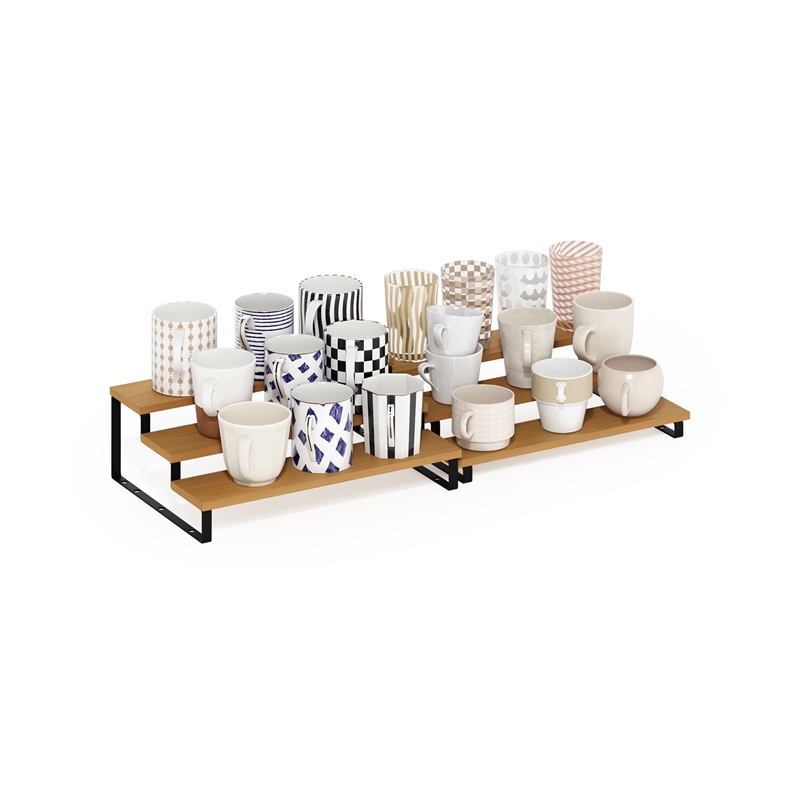 Pemberly Row 3-Tier Nestable Spice Rack Organizer in Set of 2 Beech