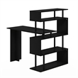 Pemberly Row L-Shape Computer Desk with 5-Tier Shelves in Americano/Black