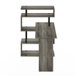 Pemberly Row L-Shape Computer Desk with 5-Tier Shelves in French Oak/Black