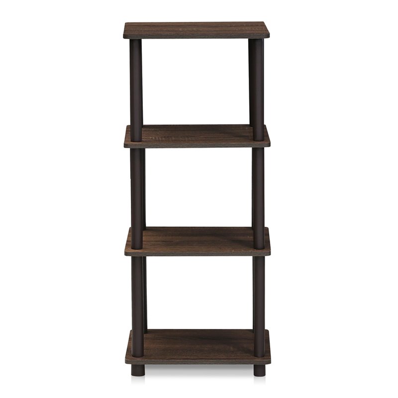 Pemberly Row Turn-N-Tube Engineered Wood 3 Space Shelf in Walnut/Brown
